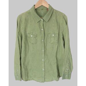 Tommy Bahama 100% Linen Button-Down Shirt Mens Size L Green Summer Vacation
